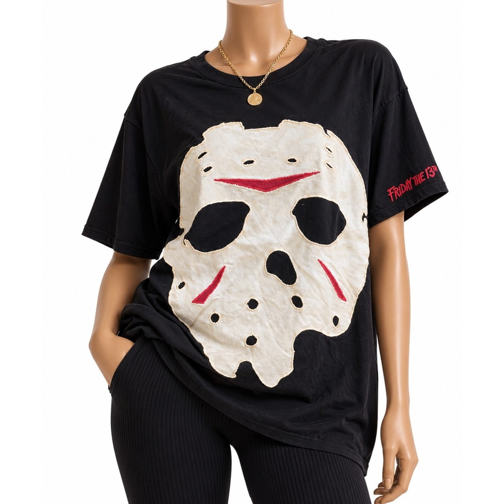 Dolls Kill x Horror Friday the 13th Jason Mask Graphic Tee Black Small